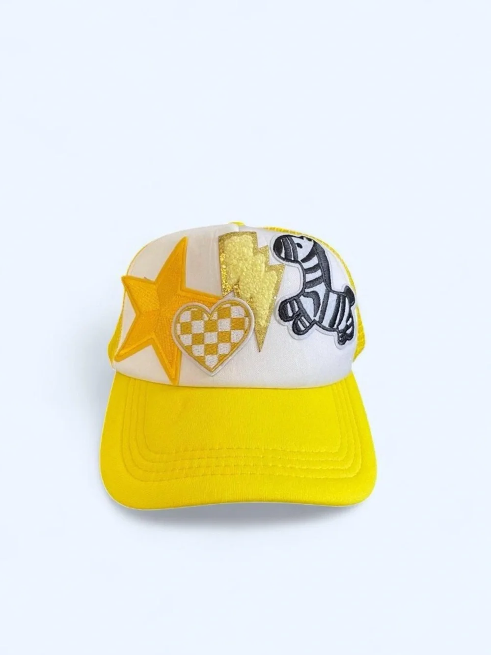 Yellow white custom‎ trucker hat
